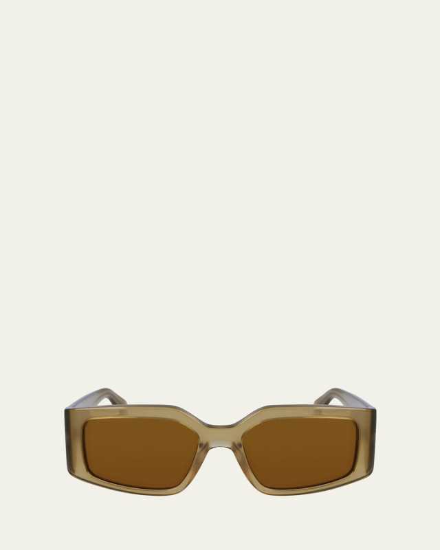 Micro-Logo Acetate Rectangle Sunglasses